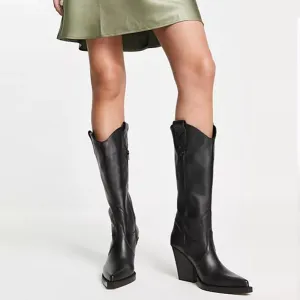 Mid-calf Boots Western Cowboy vera pelle