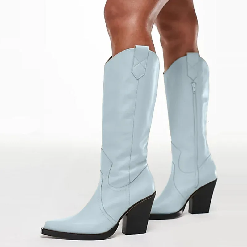 Mid-calf Boots Western Cowboy vera pelle