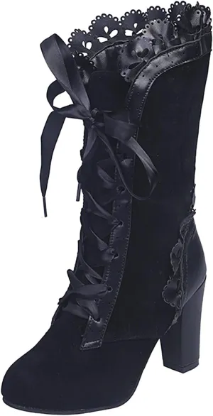 Mid Calf Boots Women Chunky Heel Boots for Women Women's Boots Autumn Winter Fashion Stone Pattern Short Boots