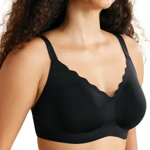 Momcozy Seamless Wireless Bra Breathable Everyday Bralette Sleep Bra for All Day Comfort Size L Charcoal