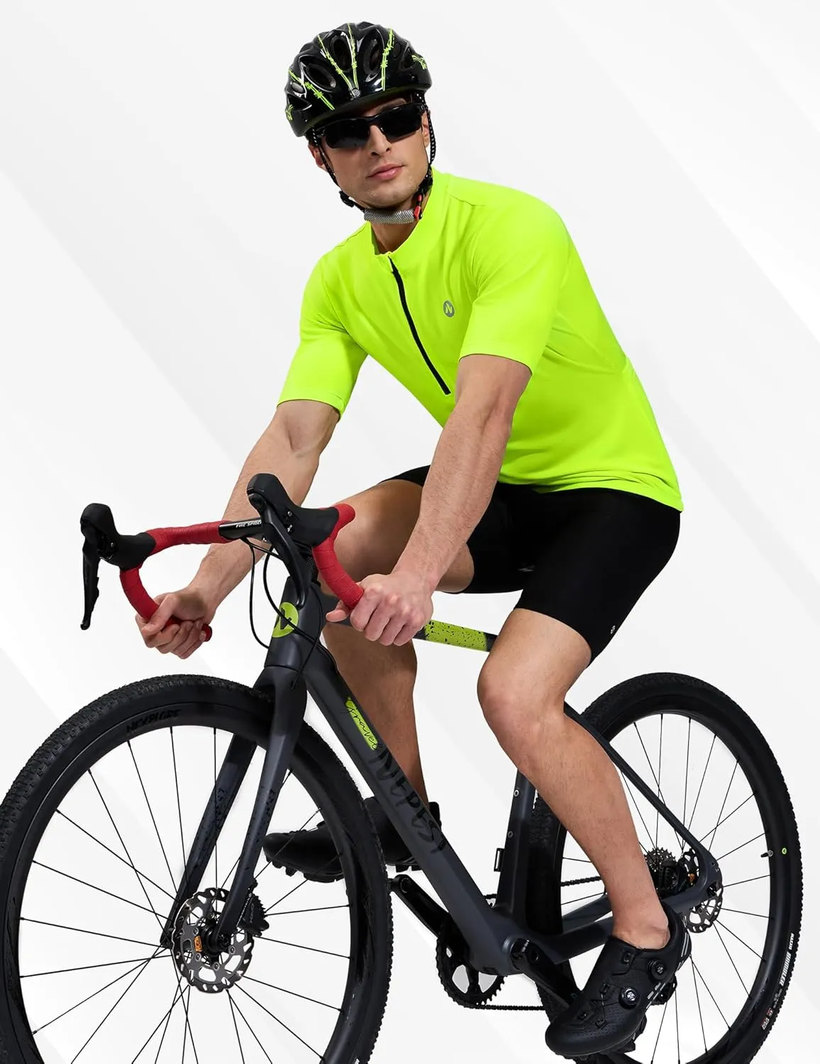 Nepest Cycling Jersey Men Short Sleeve Bike Shirts with 4 Rear Pockets Moisture Wicking Half Zip Road & Mountain Biking