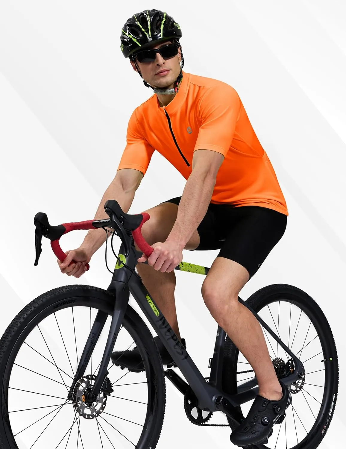 Nepest Cycling Jersey Men Short Sleeve Bike Shirts with 4 Rear Pockets Moisture Wicking Half Zip Road & Mountain Biking