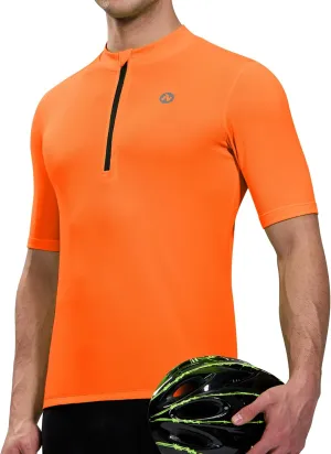 Nepest Cycling Jersey Men Short Sleeve Bike Shirts with 4 Rear Pockets Moisture Wicking Half Zip Road & Mountain Biking
