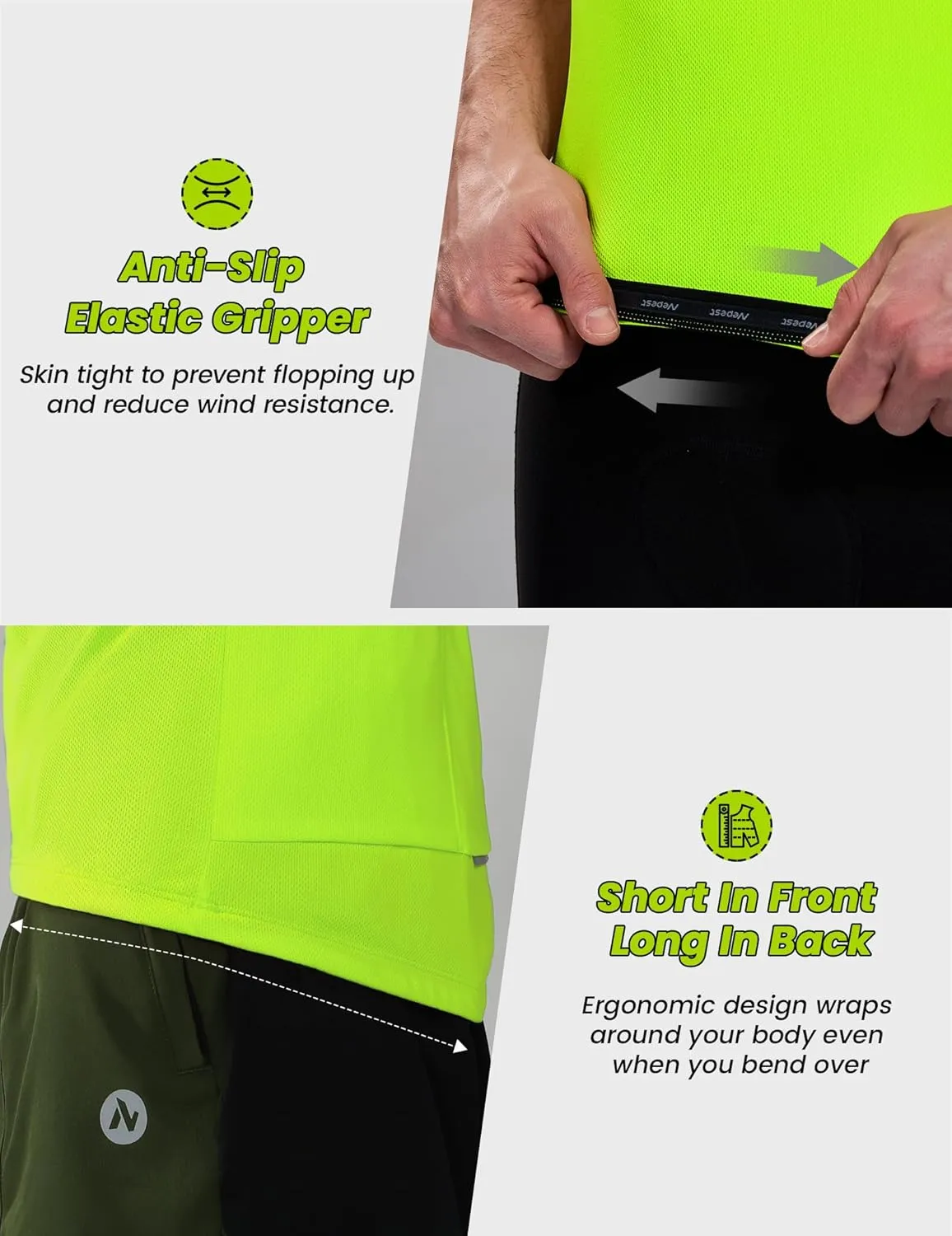 Nepest Cycling Jersey Men Short Sleeve Bike Shirts with 4 Rear Pockets Moisture Wicking Half Zip Road & Mountain Biking