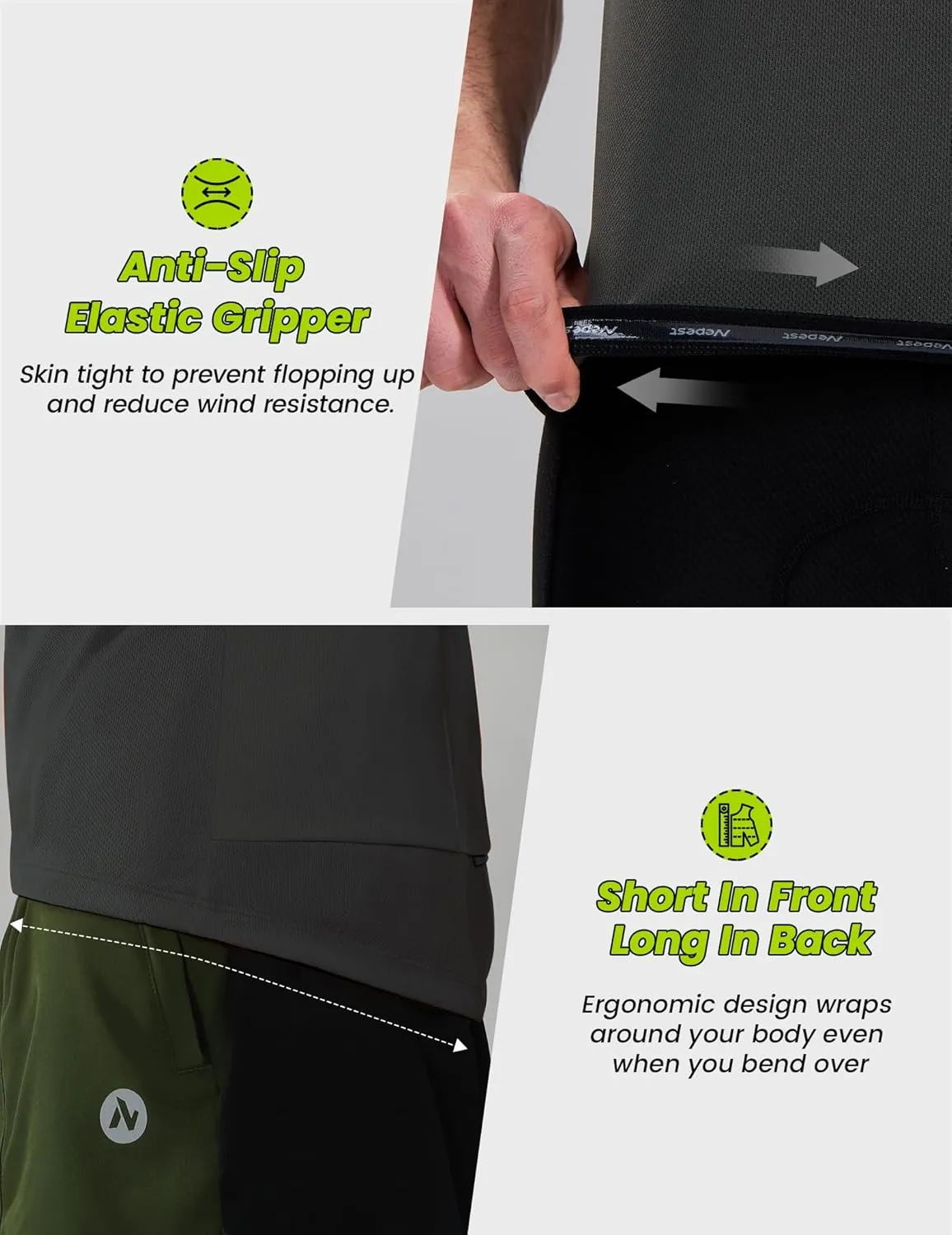 Nepest Cycling Jersey Men Short Sleeve Bike Shirts with 4 Rear Pockets Moisture Wicking Half Zip Road & Mountain Biking