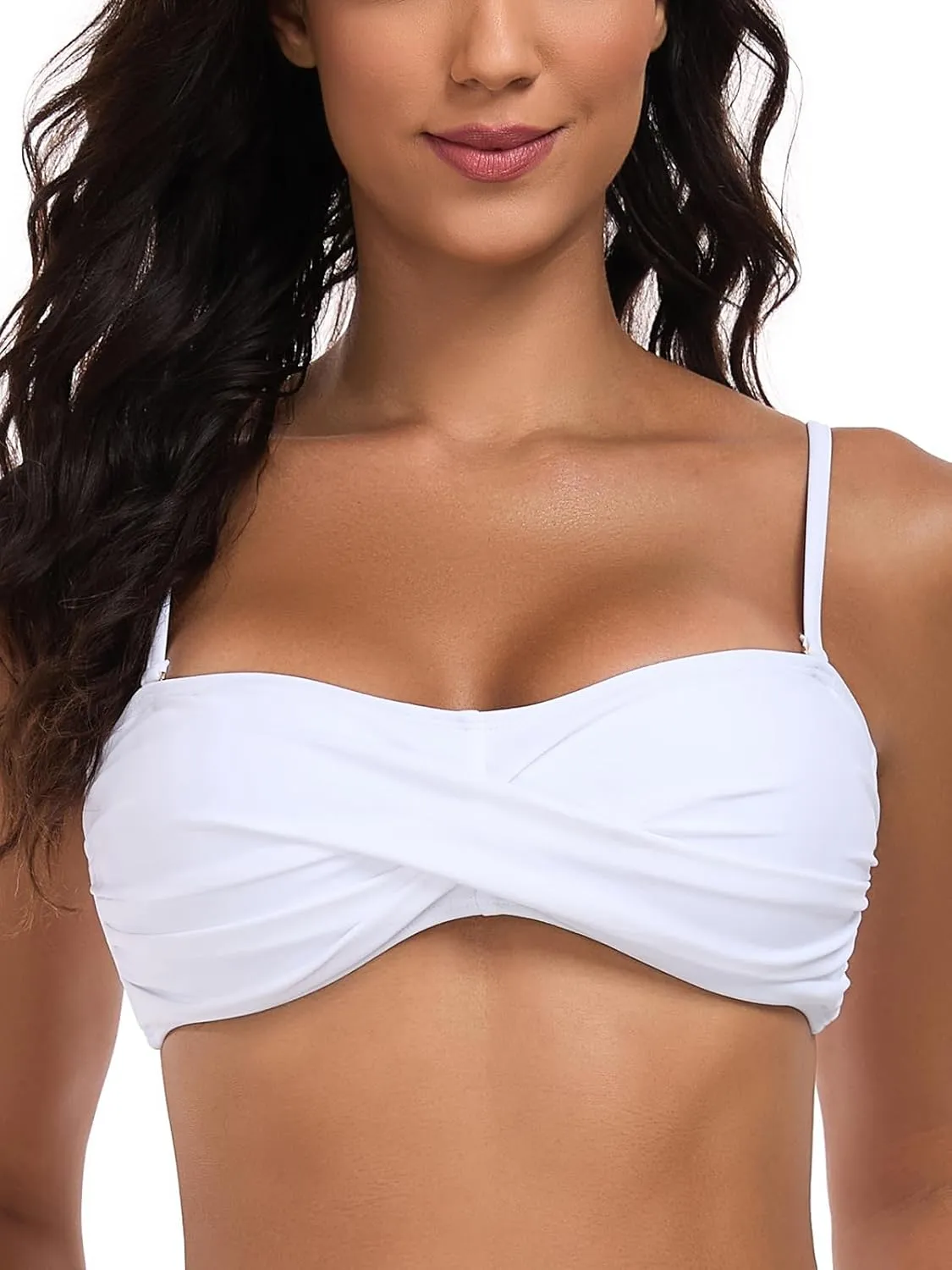 Ocean Blues Women's Strapless Bikini Top Bandeau Swimsuit Off Shoulders Bikini Top Wire-Free Bathing Suit Top