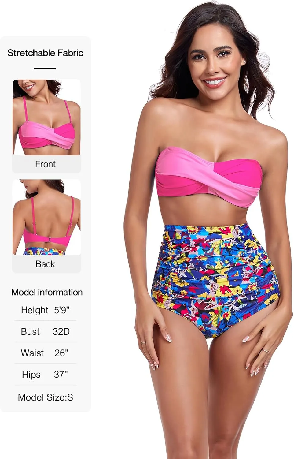 Ocean Blues Women's Strapless Bikini Top Bandeau Swimsuit Off Shoulders Bikini Top Wire-Free Bathing Suit Top