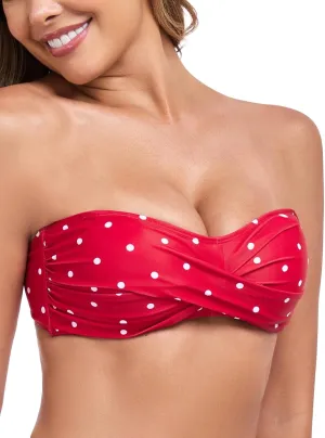 Ocean Blues Women's Strapless Bikini Top Bandeau Swimsuit Off Shoulders Bikini Top Wire-Free Bathing Suit Top