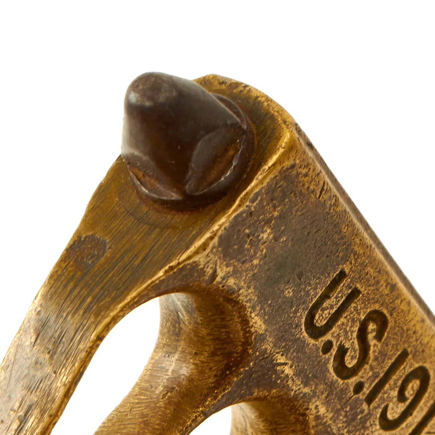 Original U.S. WWI/WWII Named Model 1918 Mark 1 Trench Knife Paratrooper Modified with 44th Infantry Division Marked Custom Leather Scabbard - Au Lion