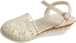 Orthopedic Platform Wedge Sandals for Women Summer Dressy Ankle Strap Closed Toe Beach Sandal Anti Slip Comfortable Dress Shoes