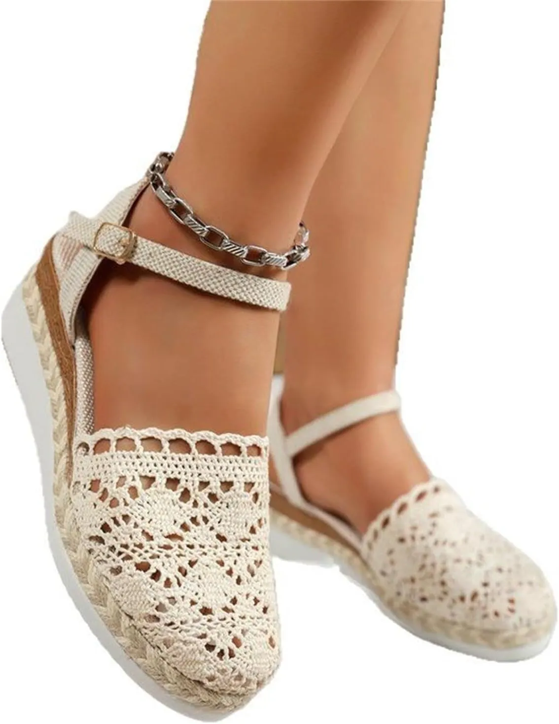 Orthopedic Platform Wedge Sandals for Women Summer Dressy Ankle Strap Closed Toe Beach Sandal Anti Slip Comfortable Dress Shoes
