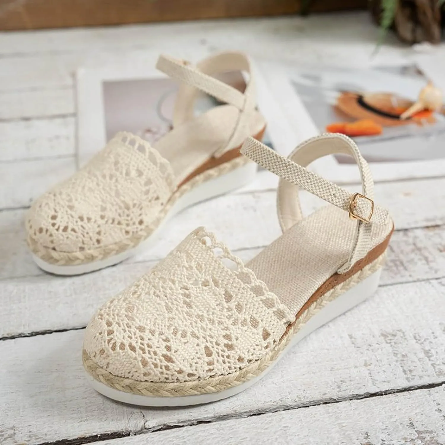 Orthopedic Platform Wedge Sandals for Women Summer Dressy Ankle Strap Closed Toe Beach Sandal Anti Slip Comfortable Dress Shoes