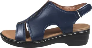 Orthopedic Sandals for Women Open Toe Arch Support Slides Low Wedge Sandals With Adjustable Hook Loop Slip On Walking Shoes
