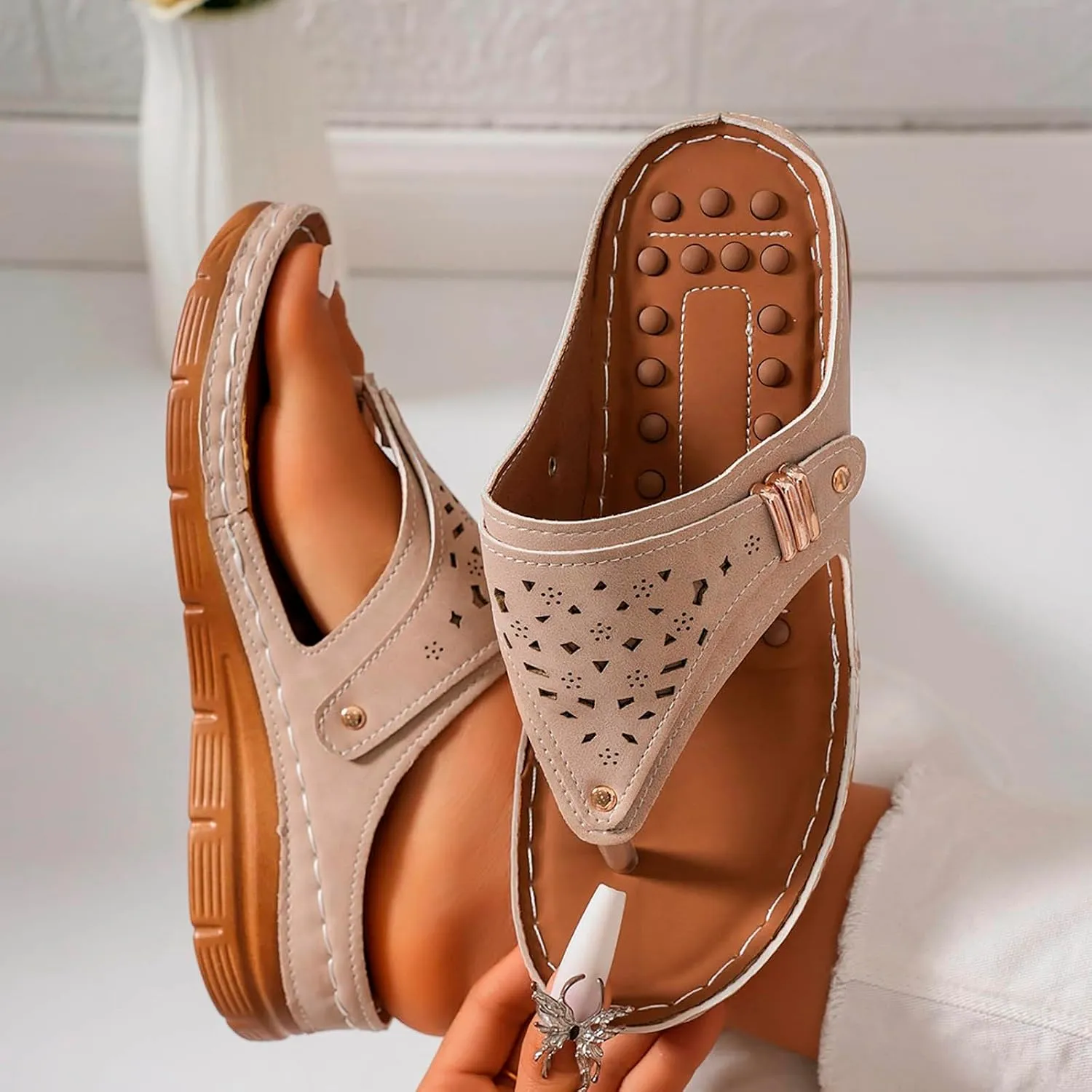 Orthopedic Sandals for Women Summer Comfy Sandals Arch Support Wedge Slippers 2025 Flip Flops Sandal Summer Shoes
