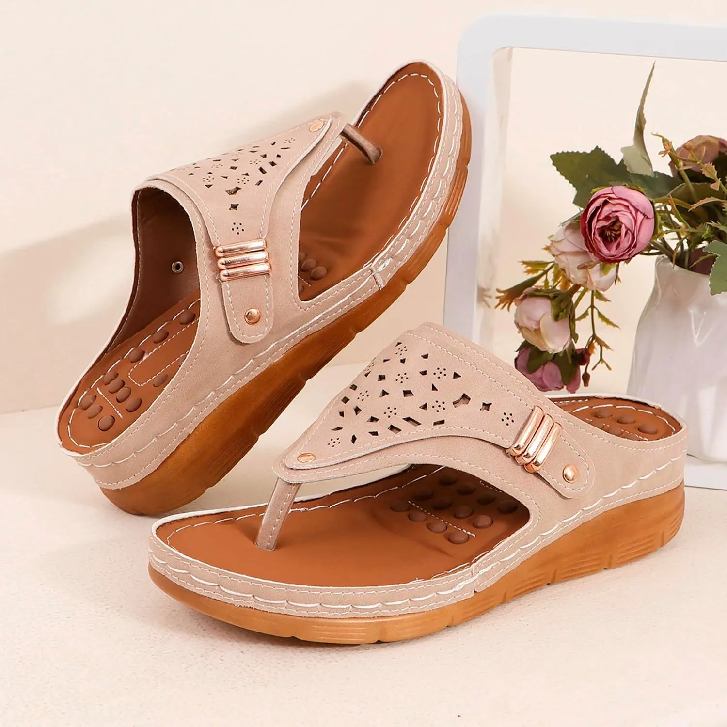 Orthopedic Sandals for Women Summer Comfy Sandals Arch Support Wedge Slippers 2025 Flip Flops Sandal Summer Shoes
