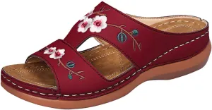 Orthopedic Sandals for Women, Women Dressy Summer Embroidery Wedge Comfy Sandals Plantar Fasciitis Arch Support Sandals