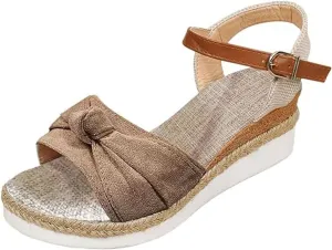 Orthopedic Wedge Sandals for Women Dressy Espadrilles Heels Platform Sandals Open Toe Buckle Ankle Strap Sandal Summer Casual Boho Walking Vacation Beach Shoes