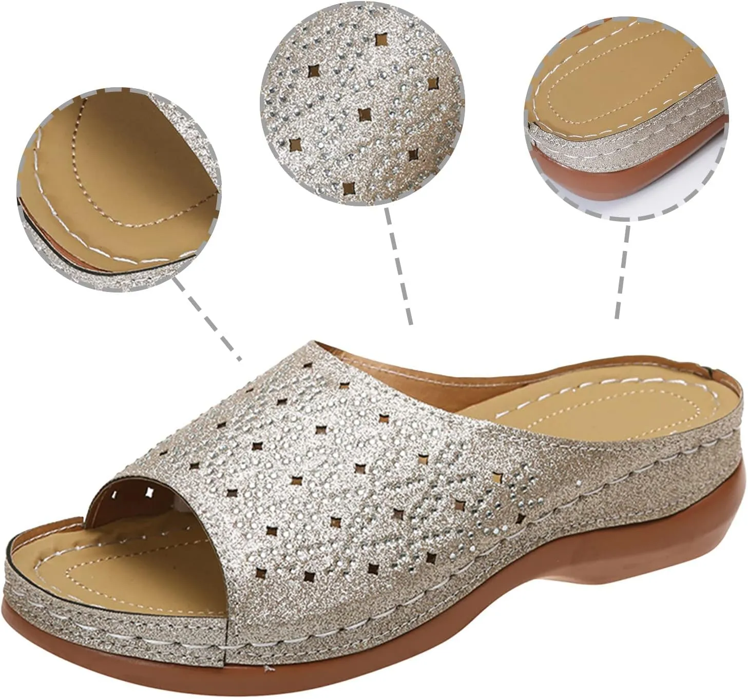 Orthotic Slippers with Arch Support Orthotic Wide Foot Sandals for Women Slide On Sandals for Women Dressy Orthotic Ladies Dress Sandals Low Heel Orthopedic Summer Sandals for Women 2025
