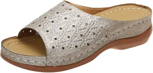 Orthotic Slippers with Arch Support Orthotic Wide Foot Sandals for Women Slide On Sandals for Women Dressy Orthotic Ladies Dress Sandals Low Heel Orthopedic Summer Sandals for Women 2025
