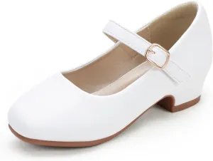 PANDANINJIA Girls Dress Shoes Toddler Little Big Kid Chunky Heels Wedding Party School PNEMY Flower Girl Shoes