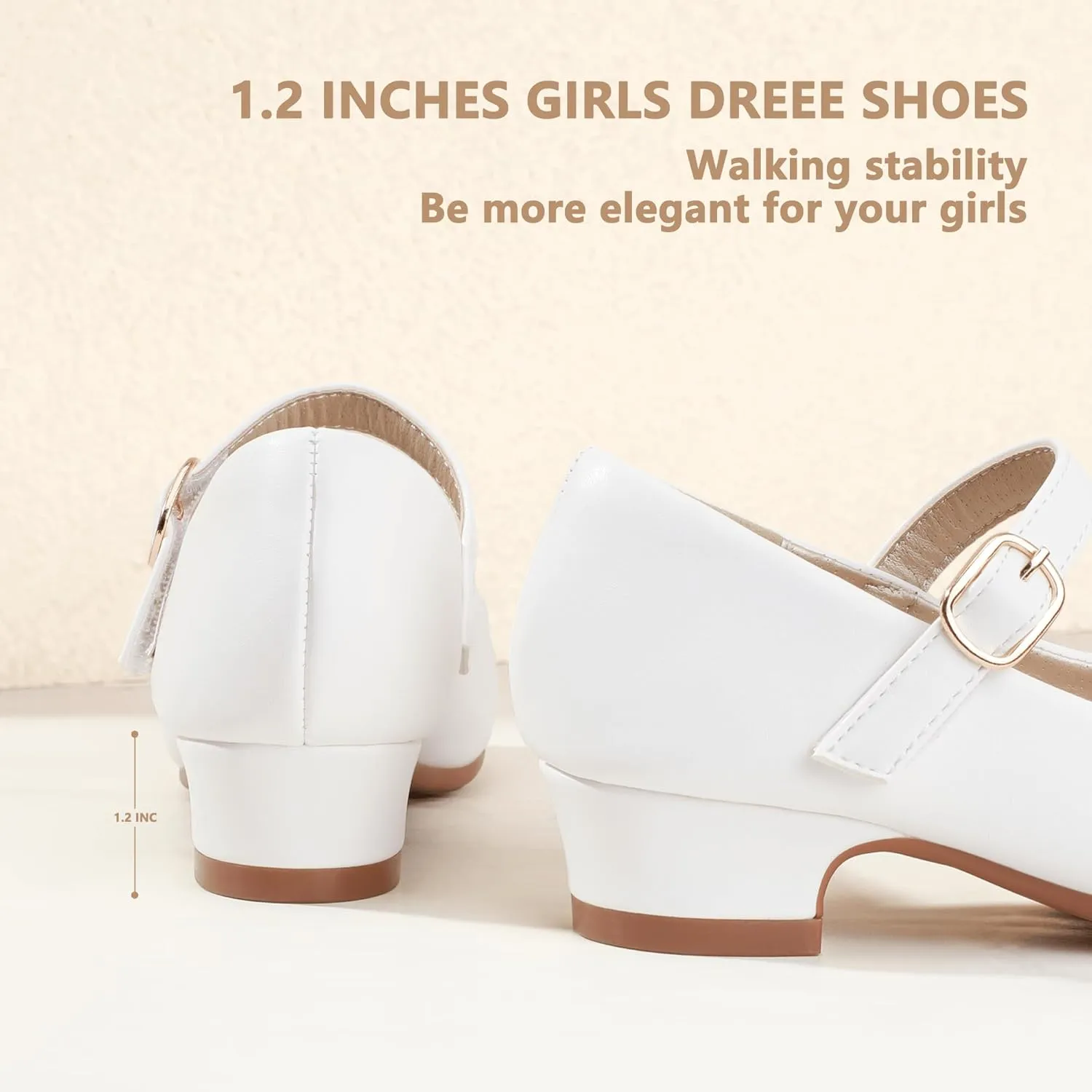 PANDANINJIA Girls Dress Shoes Toddler Little Big Kid Chunky Heels Wedding Party School PNEMY Flower Girl Shoes