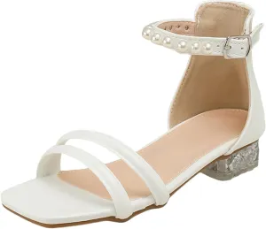 Party Glitter Shoes for Kids Toddler Girls Shoes Sandals Summer Fashion Pearl Middle And Large Children Open Toe Student Girl Wedding Party for Toddler Big Kid