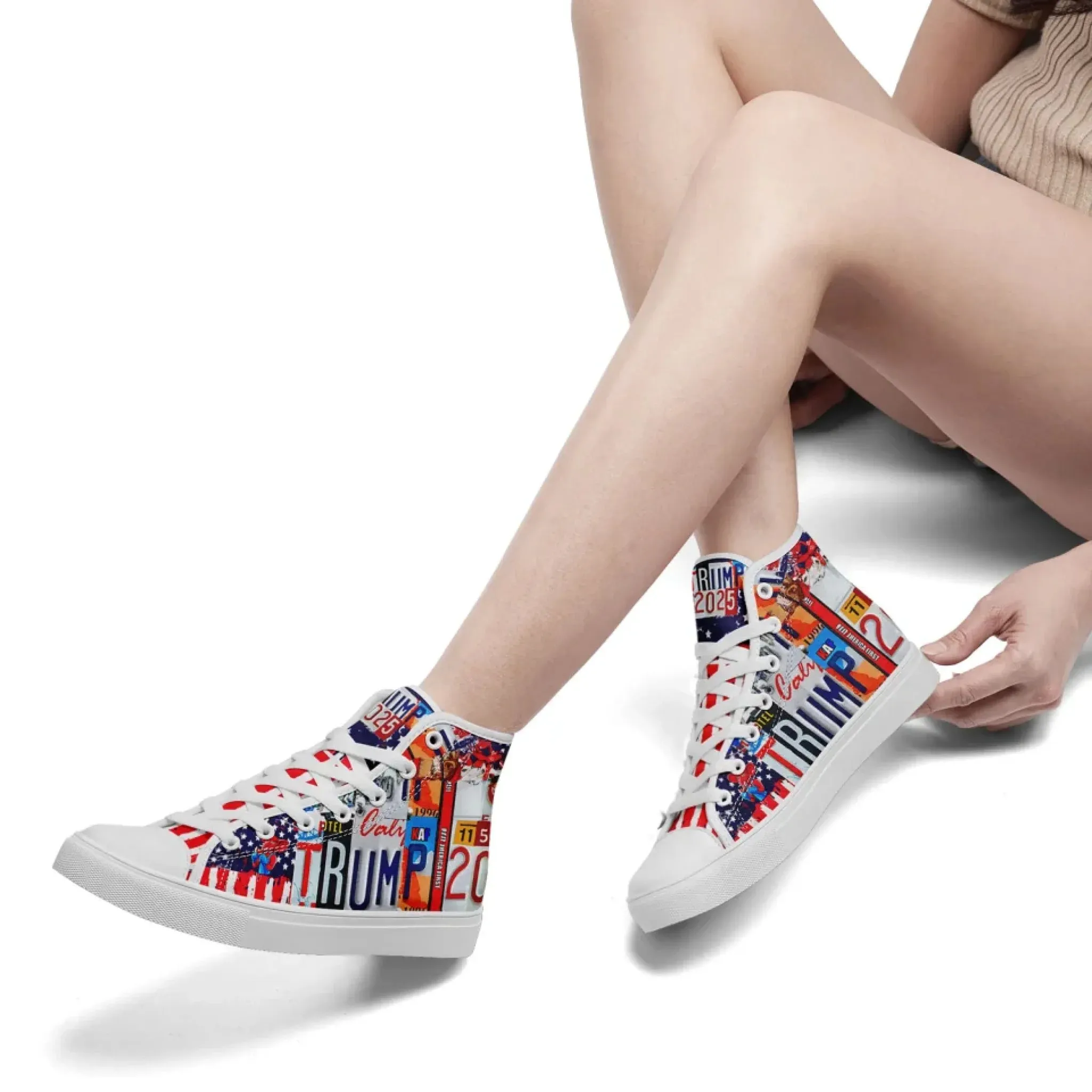 Personalized Trump 2025 Sneakers, Custom Stylish High Top Shoes, Comfortable Unisex Shoes