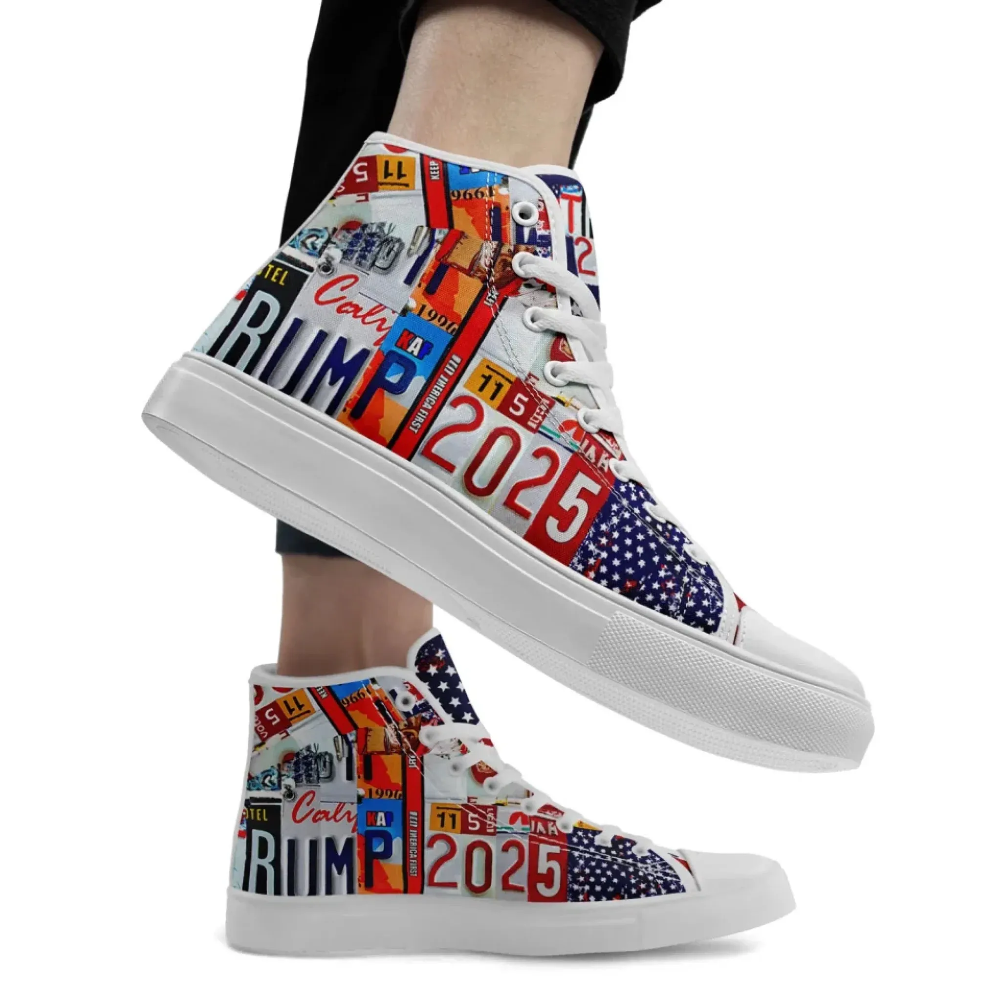 Personalized Trump 2025 Sneakers, Custom Stylish High Top Shoes, Comfortable Unisex Shoes