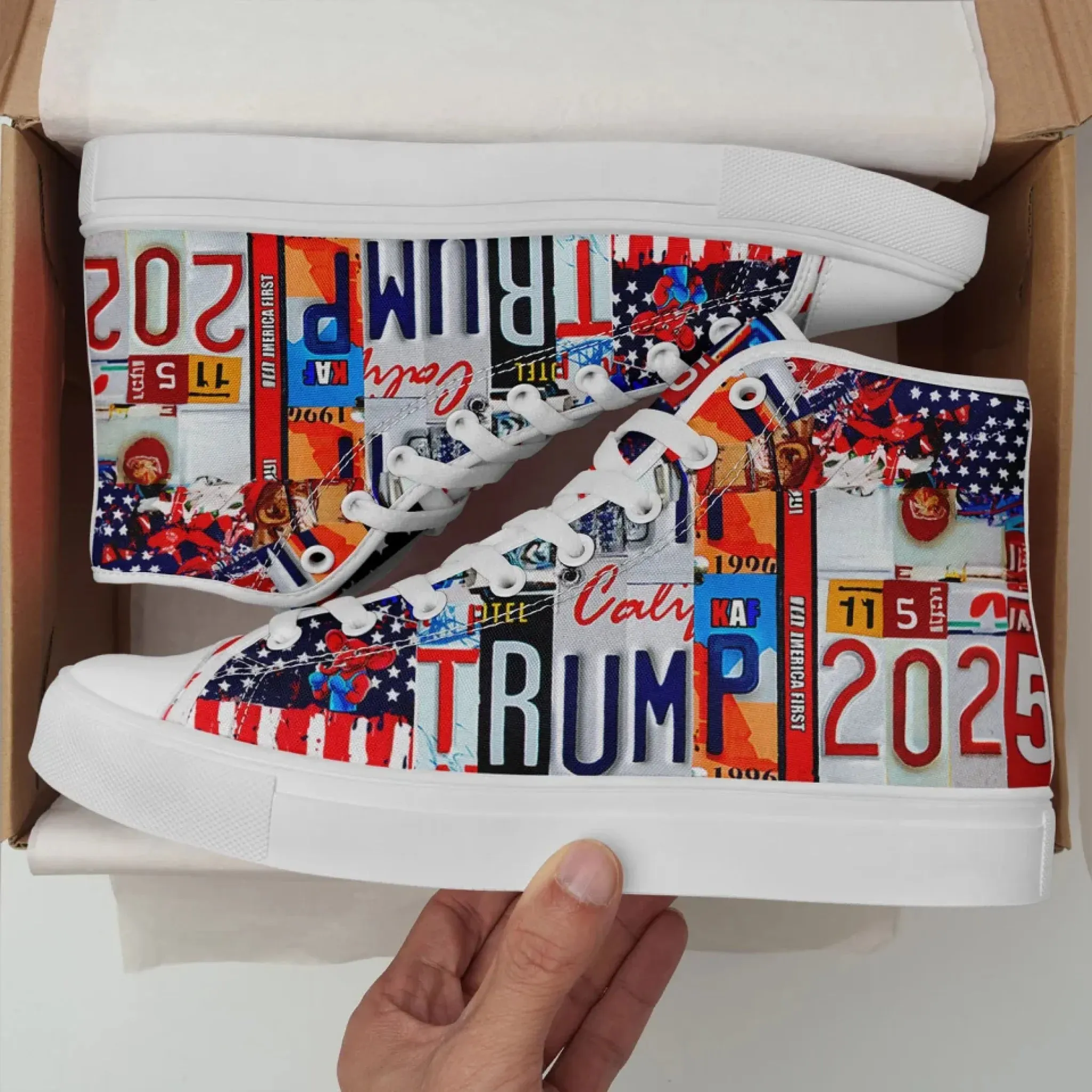 Personalized Trump 2025 Sneakers, Custom Stylish High Top Shoes, Comfortable Unisex Shoes