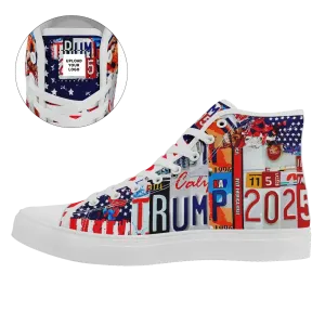 Personalized Trump 2025 Sneakers, Custom Stylish High Top Shoes, Comfortable Unisex Shoes