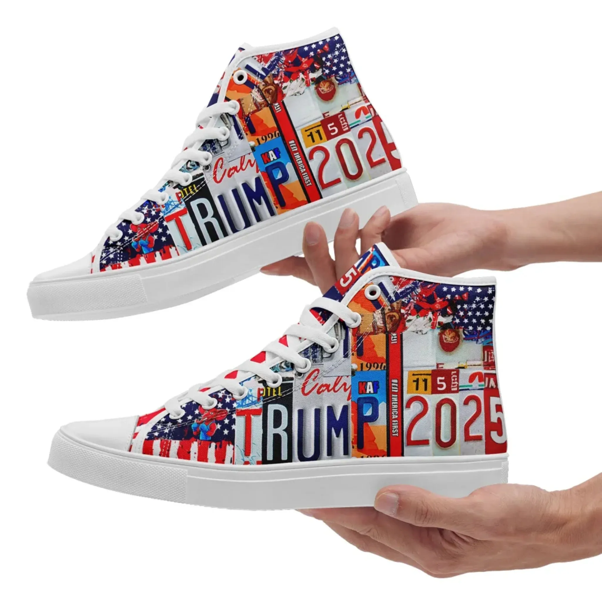 Personalized Trump 2025 Sneakers, Custom Stylish High Top Shoes, Comfortable Unisex Shoes