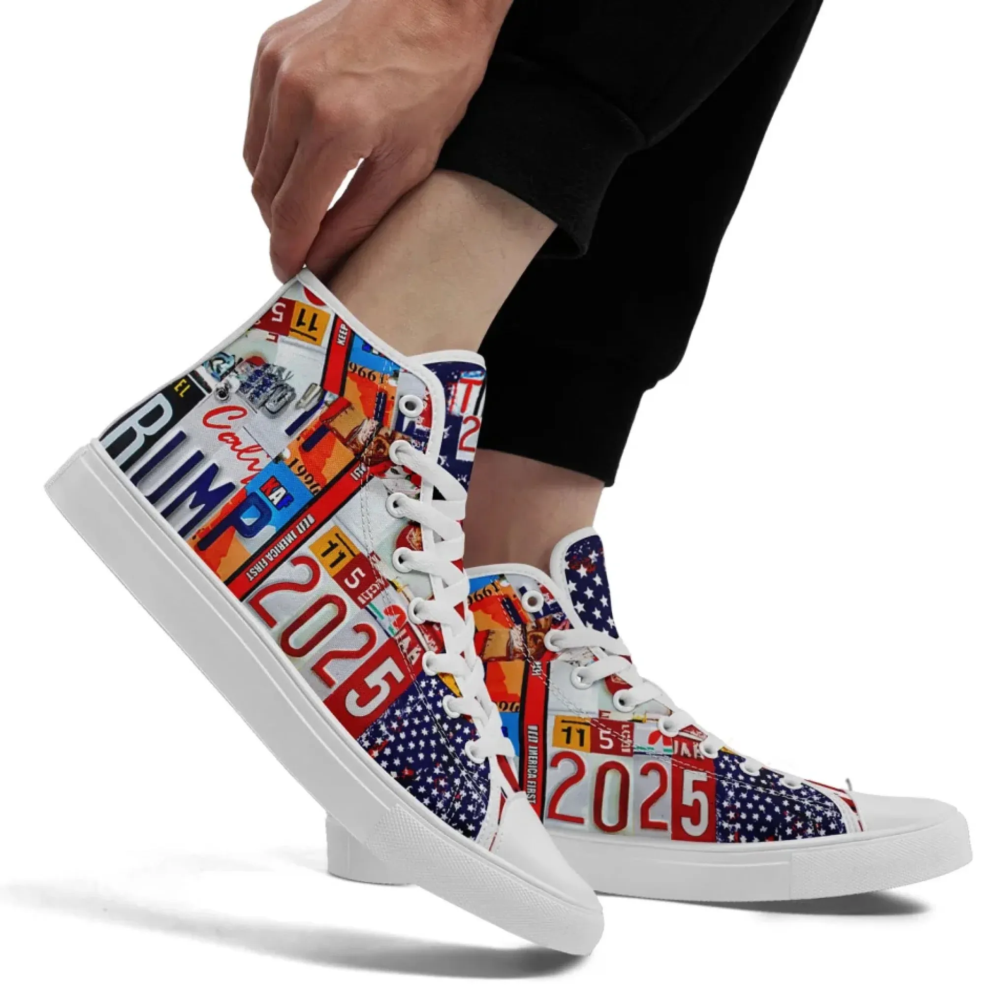 Personalized Trump 2025 Sneakers, Custom Stylish High Top Shoes, Comfortable Unisex Shoes