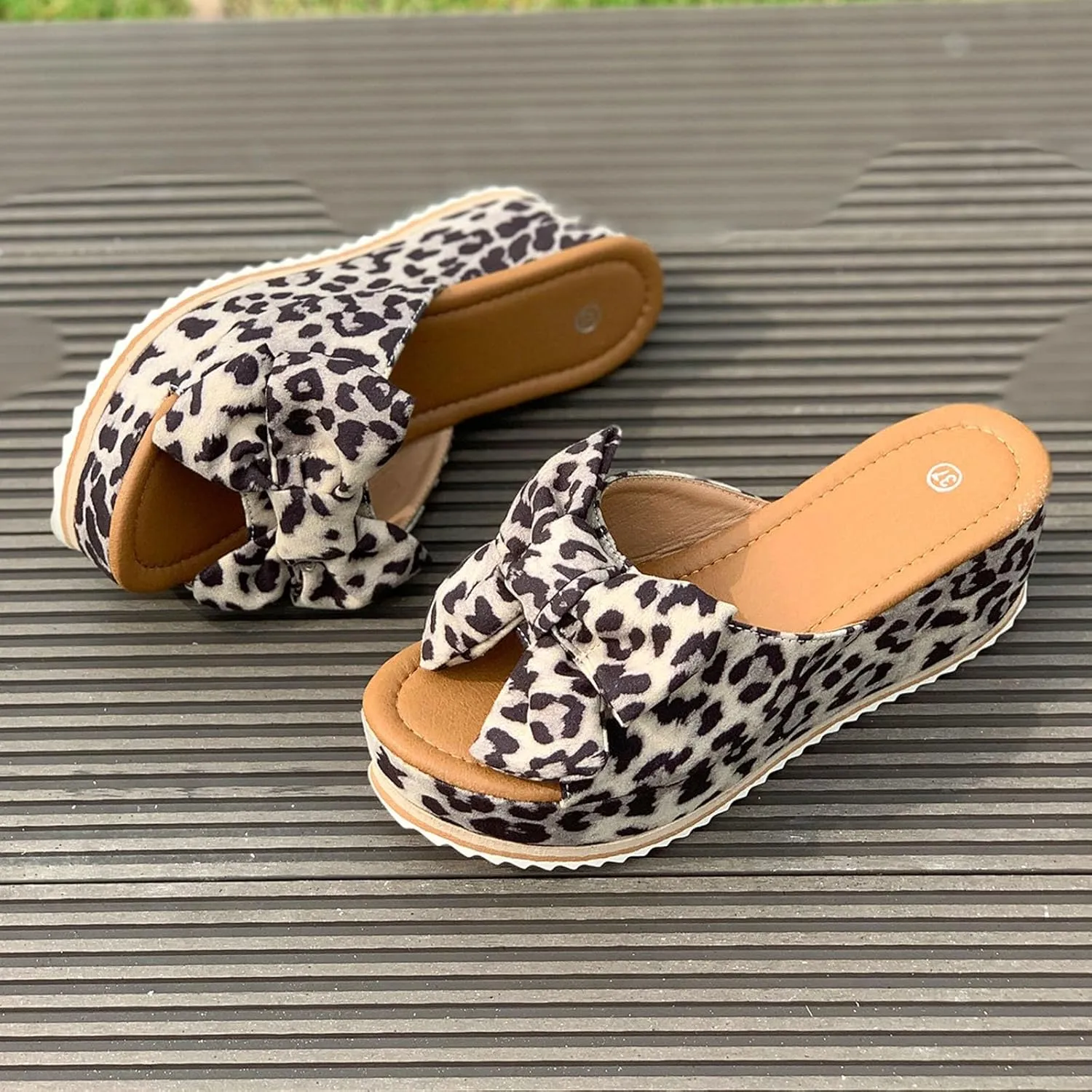 Platform Slide Sandals for Women 2025 Wide Width Comfortable Open-Toe Cork Casual & Dressy Summer Shoes Orthopedic Flip Flops Boho Beach Vacation Arch Support Slip On Wedge Sandals