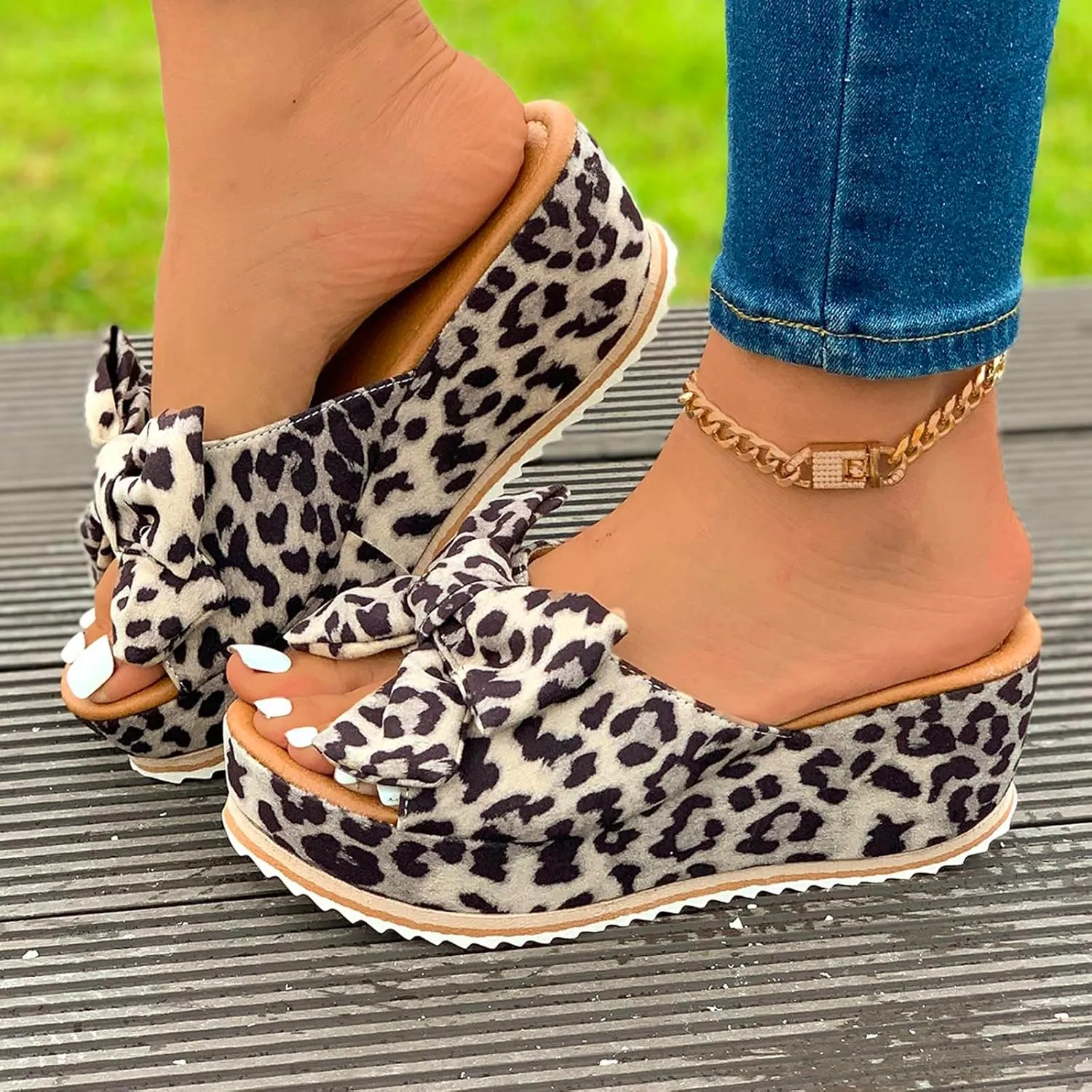 Platform Slide Sandals for Women 2025 Wide Width Comfortable Open-Toe Cork Casual & Dressy Summer Shoes Orthopedic Flip Flops Boho Beach Vacation Arch Support Slip On Wedge Sandals