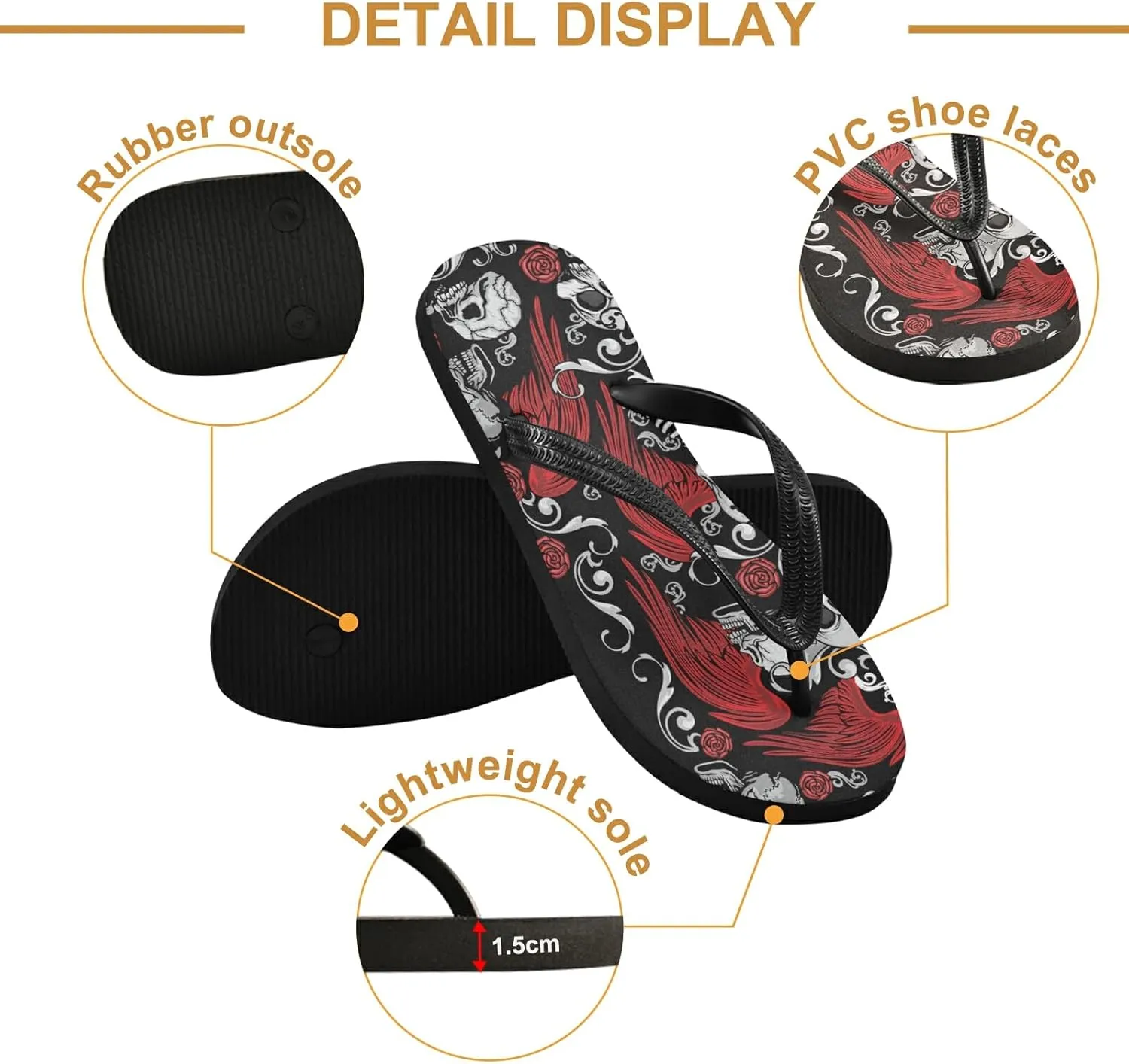 Poeticcity Flip Sandal Men Women Flip Flops for Hotel Spa Home Slippers Bedroom Travel S-XXL