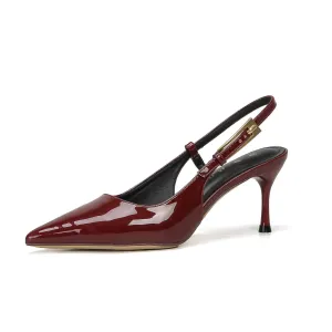 Point Toe Flare Heel Slingback Pumps