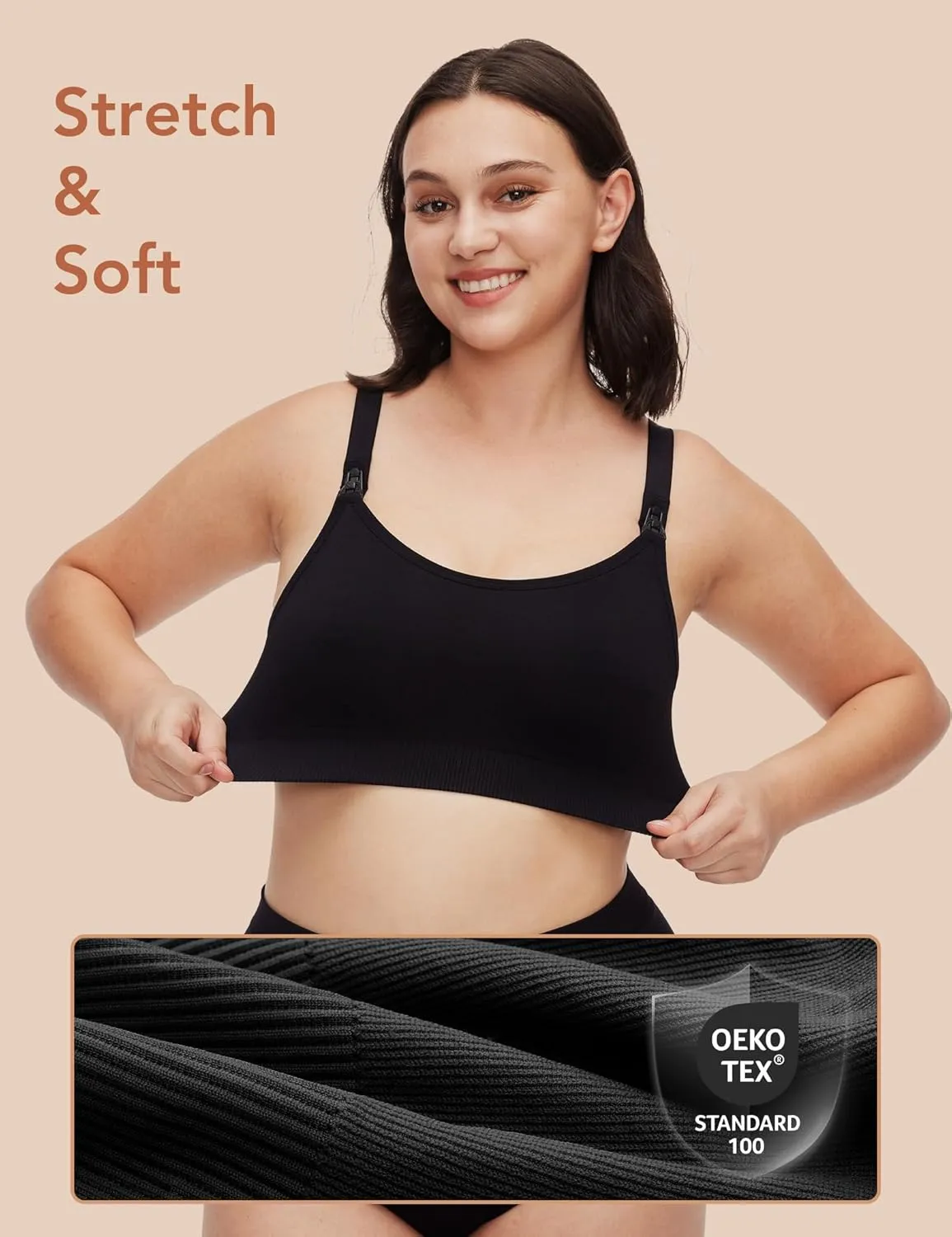 Pumping Bra Hands Free Comfort PatentedClasps Nursing and Pumping Bra in One Seamless Breast Pump Bra All Day Wear