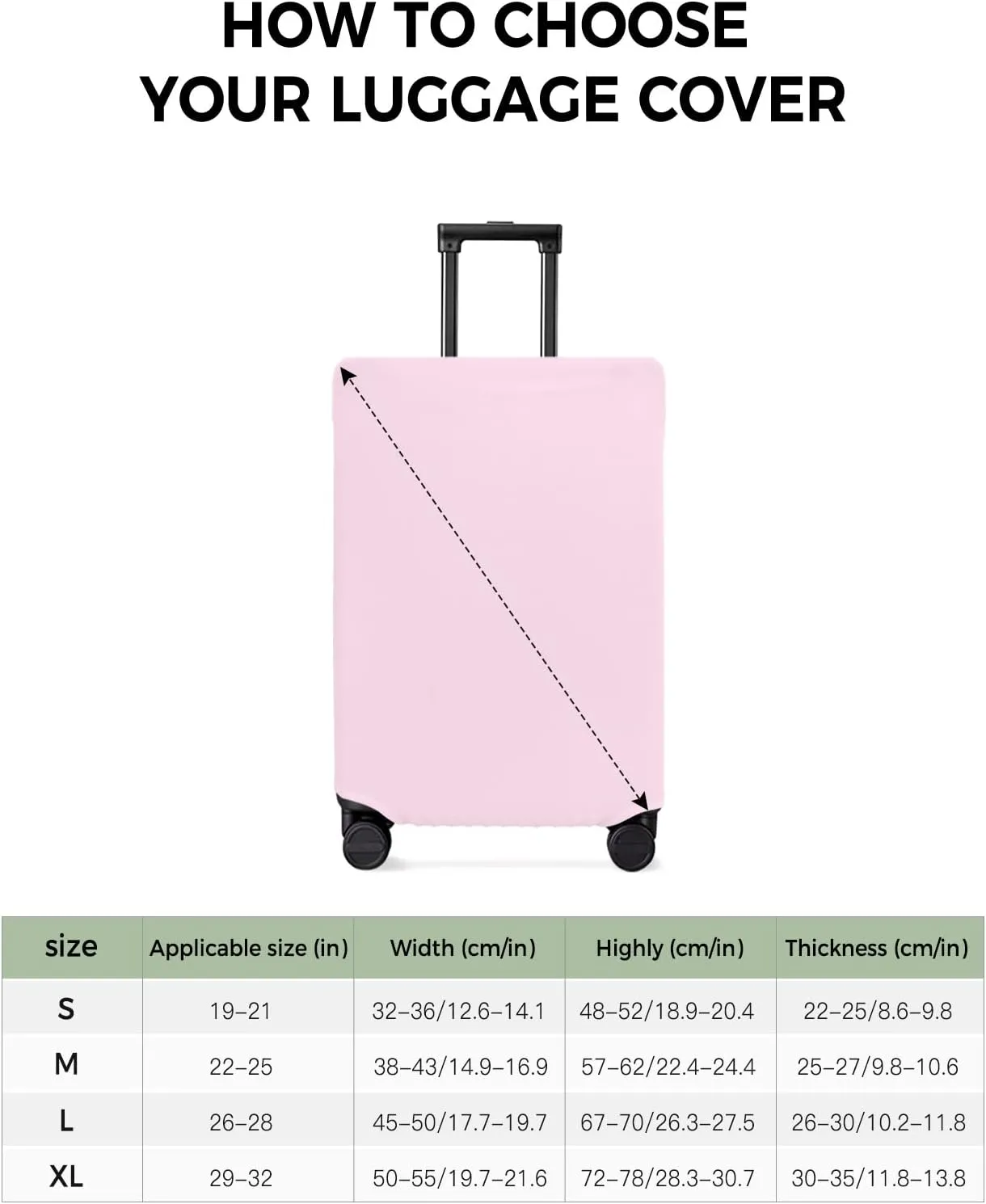 Pure Pink Suitcase Cover - Waterproof Stretch Travel Luggage Cover, Simple Solid Color Luggage Covers Washable Luggage Protector Suitcase Cover Fits 19-21 Inch Luggage
