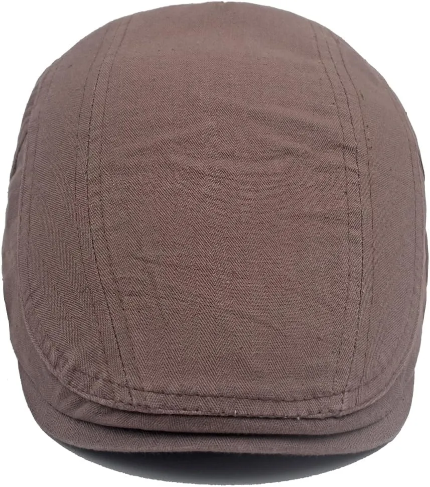 Quanhaigou Men's Cotton Flat Ivy Gatsby Newsboy Driving Hat Adjustable Irish Cabbie Ivy Driving Hunting Cap