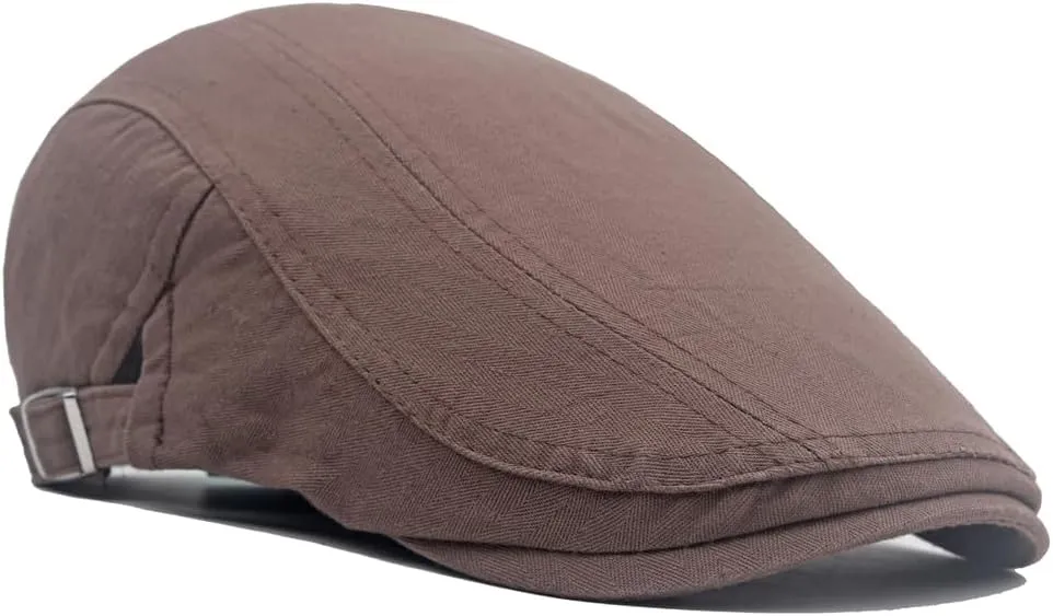 Quanhaigou Men's Cotton Flat Ivy Gatsby Newsboy Driving Hat Adjustable Irish Cabbie Ivy Driving Hunting Cap