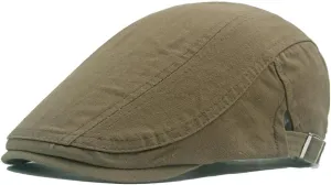 Quanhaigou Men's Cotton Flat Ivy Gatsby Newsboy Driving Hat Adjustable Irish Cabbie Ivy Driving Hunting Cap