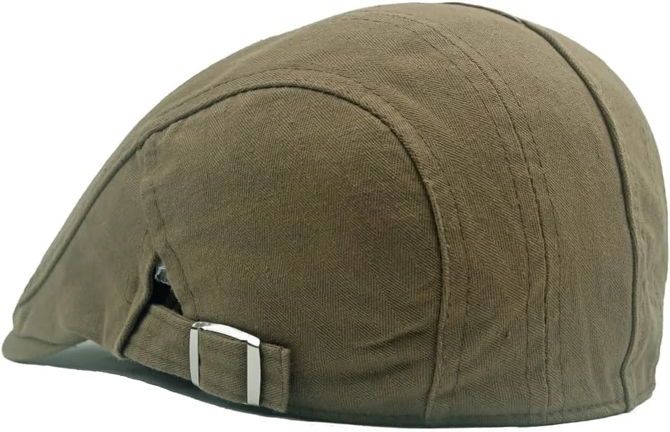Quanhaigou Men's Cotton Flat Ivy Gatsby Newsboy Driving Hat Adjustable Irish Cabbie Ivy Driving Hunting Cap