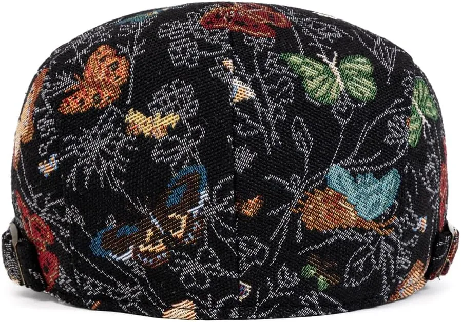 Quanhaigou Men's Cotton Flat Ivy Gatsby Newsboy Driving Hat Adjustable Irish Cabbie Ivy Driving Hunting Cap