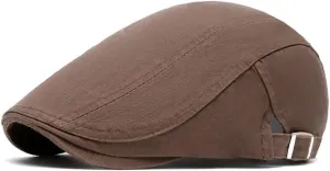 Quanhaigou Men's Cotton Flat Ivy Gatsby Newsboy Driving Hat Adjustable Irish Cabbie Ivy Driving Hunting Cap