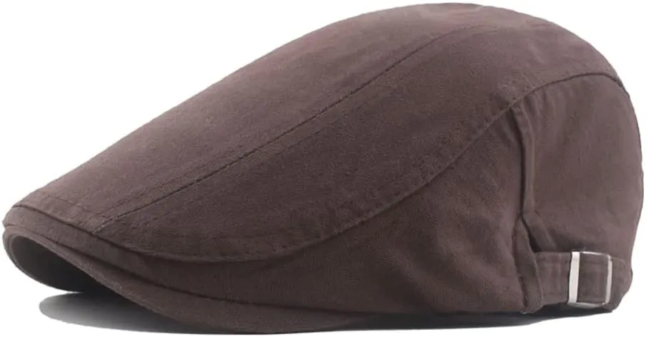 Quanhaigou Men's Cotton Flat Ivy Gatsby Newsboy Driving Hat Adjustable Irish Cabbie Ivy Driving Hunting Cap