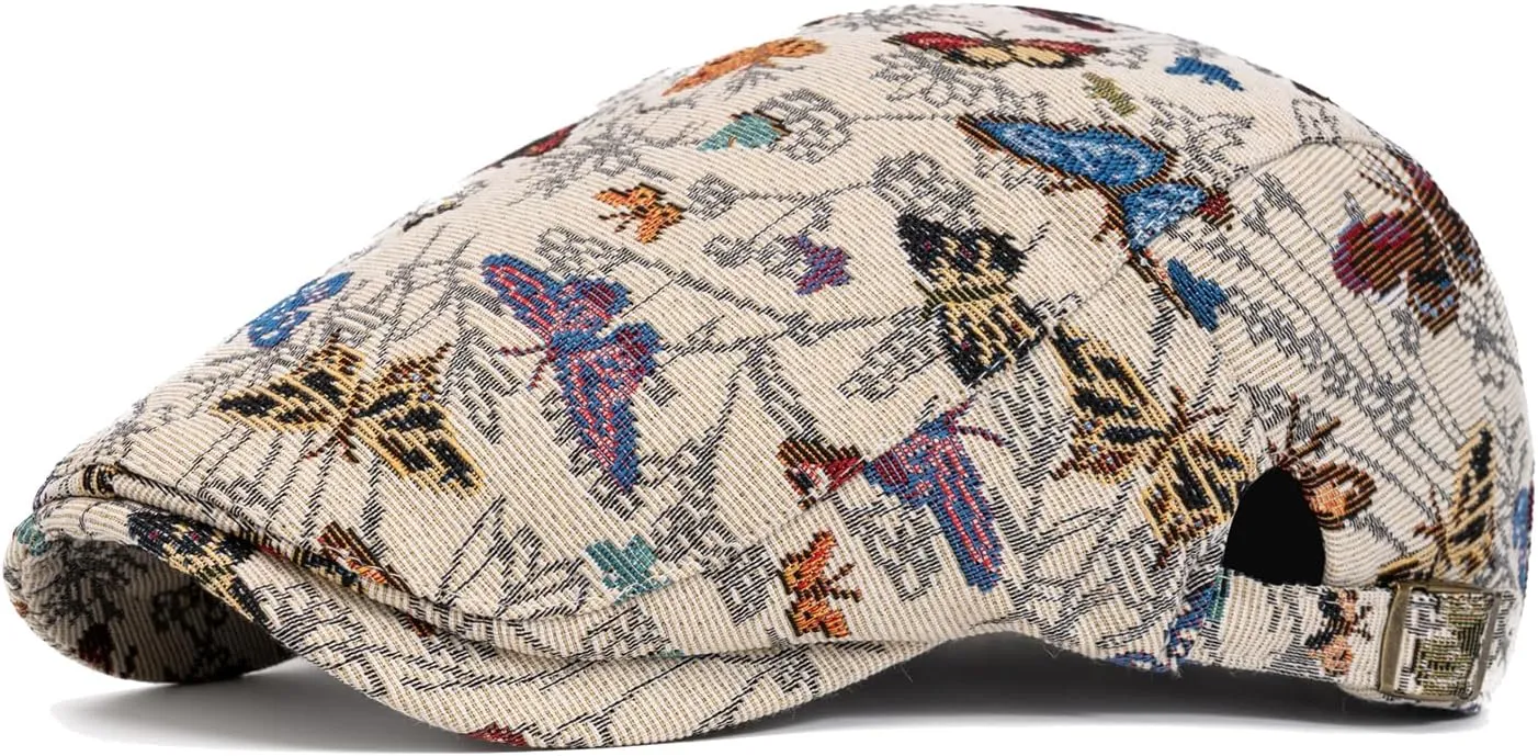 Quanhaigou Men's Cotton Flat Ivy Gatsby Newsboy Driving Hat Adjustable Irish Cabbie Ivy Driving Hunting Cap