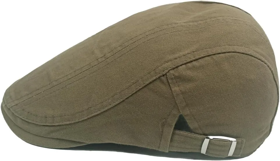 Quanhaigou Men's Cotton Flat Ivy Gatsby Newsboy Driving Hat Adjustable Irish Cabbie Ivy Driving Hunting Cap