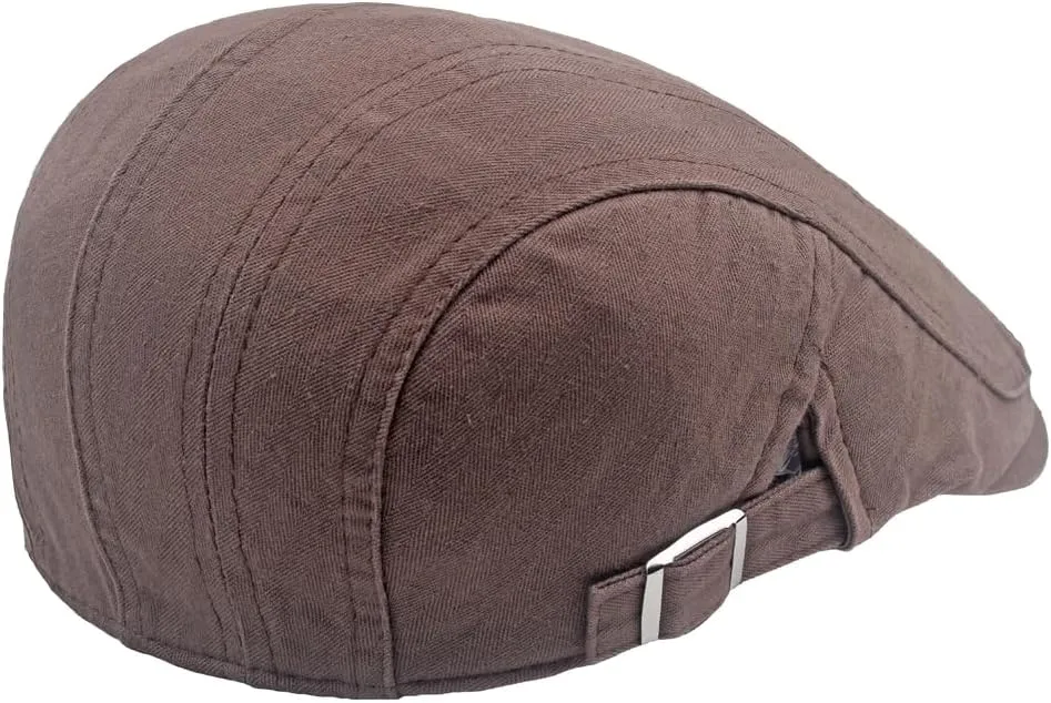 Quanhaigou Men's Cotton Flat Ivy Gatsby Newsboy Driving Hat Adjustable Irish Cabbie Ivy Driving Hunting Cap