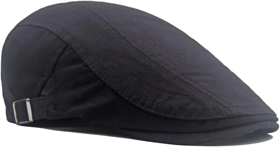 Quanhaigou Men's Cotton Flat Ivy Gatsby Newsboy Driving Hat Adjustable Irish Cabbie Ivy Driving Hunting Cap