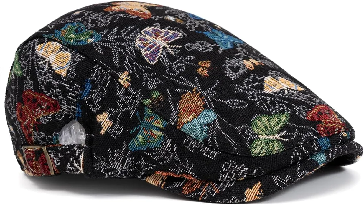Quanhaigou Men's Cotton Flat Ivy Gatsby Newsboy Driving Hat Adjustable Irish Cabbie Ivy Driving Hunting Cap